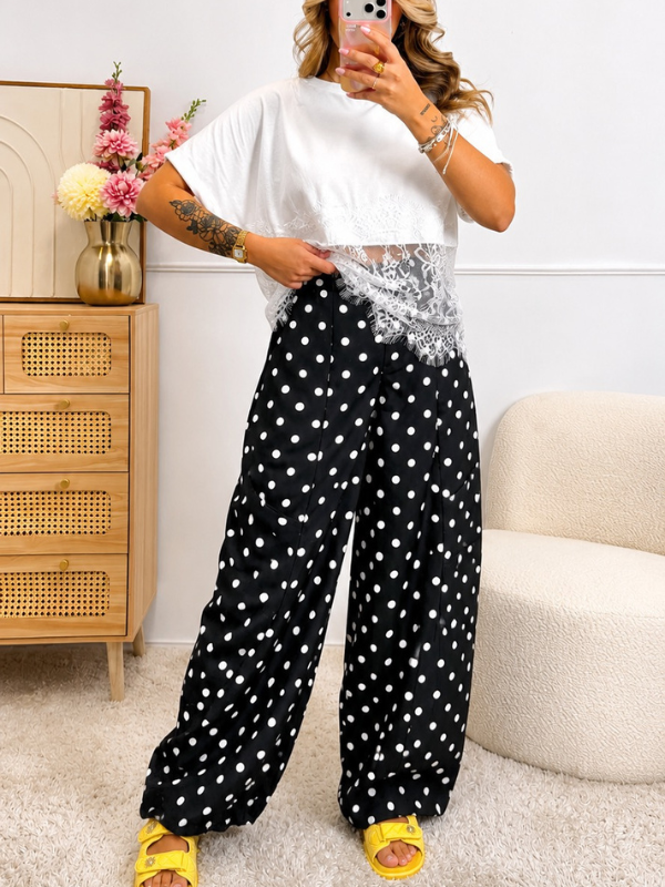 Pantalon Petit Pois Noir